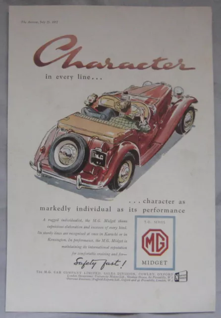 1952 MG T.D. Series Midget Original advert No.1