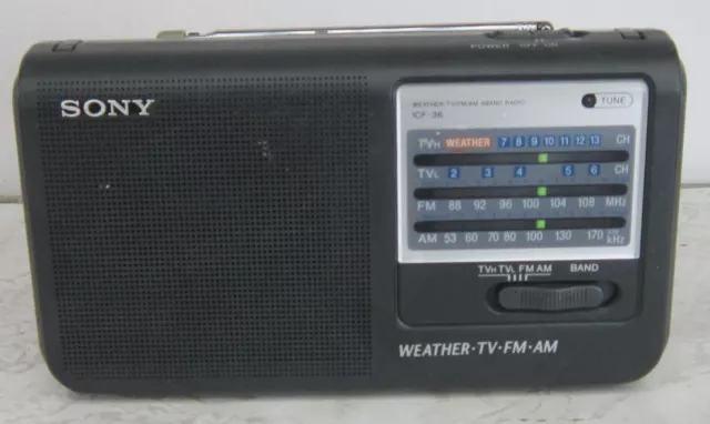 SONY ICF-36 PORTABLE 4-Band RADIO Weather/TV/AM/FM Works & Sounds Great