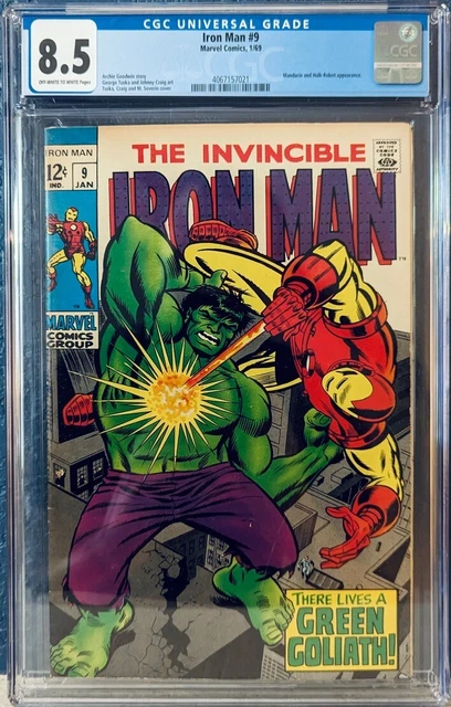 The Invincible Iron Man (1968 1st Series) #9. Hulk Tuska Battle Cover CGC 8.5