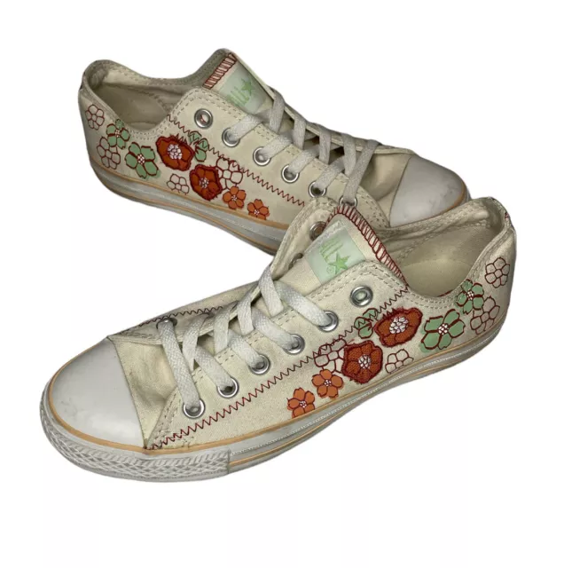 Zapatos Converse All Star Us 6 Mujer Ct Coolette Buey Blanco Naranja Flores Niños