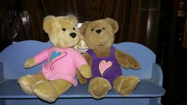 Valentines Day Couple Bears Plush Hearts Stuffed Animal His & Her Pair Teddy