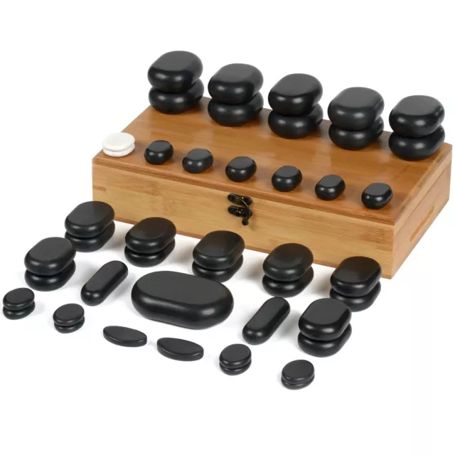 Habys Hot Stone Massagestein-Set 45-teilig, aus Basalt, mit Box