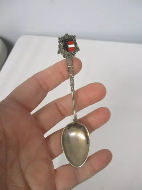 Antique Sterling Silver Enamel Salzburg Austria Crest Souvenir Spoon