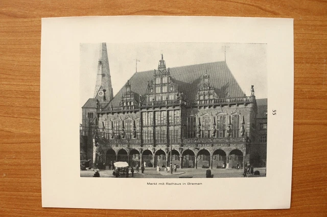 DH1) Bremen Rathaus 1926 Markt Fassade Haus Ortsansicht Architektur 21x16cm