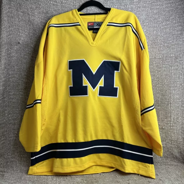 Vintage 90s Nike Michigan Wolverines Hockey Jersey Mens Size XL
