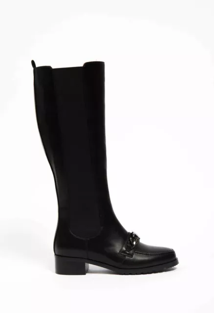 scarpe da donna stivali tacco basso largo braccialini invernali bassi neri