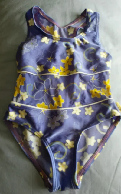 PUMPKIN PATCH Girl's Purple floral ONE PCE  SWIMSUIT SIZE 2. Racer Back NEW