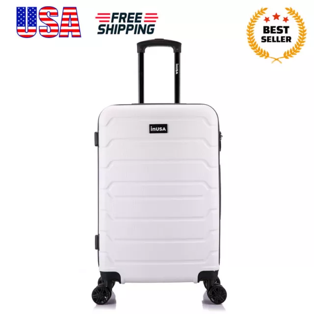 Suitcases White 24inch Lightweight Hardside Spinner Luggage Carry On Travel NEW