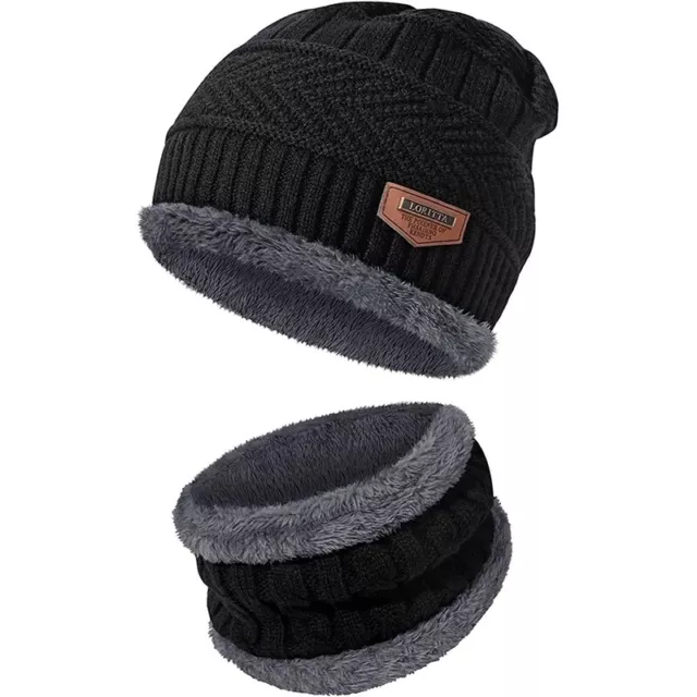 Cappello Cuffia Uomo/Donna Berretto Zuccotto Caldo Autunno Inverno con Sciarpa