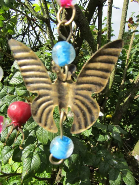 Hand Made Indian Metal Iron Butterfly Bells Beads Garden Wind Chime Mobile 3