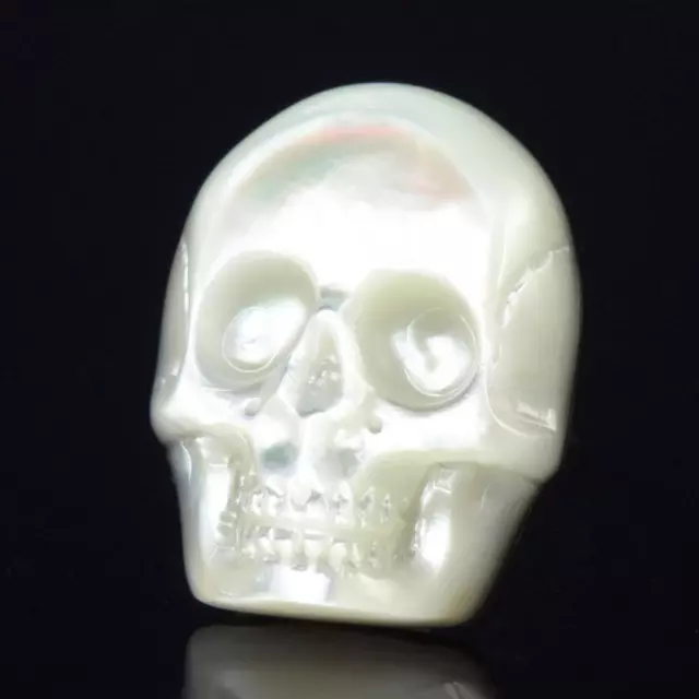 Skull Design Cabochon Mother-of-Pearl Shell & Paua Abalone Carving 3.51 g