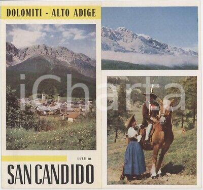 SAN CANDIDO Pieghevole ILLUSTRATO ALTO ADIGE 1960 TURISMO DOLOMITI 