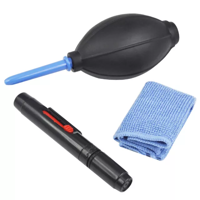 3 in 1 Lens Cleaning Cleaner Dust Pen Blower Cloth Kit for DSLR VCR Camera Canon