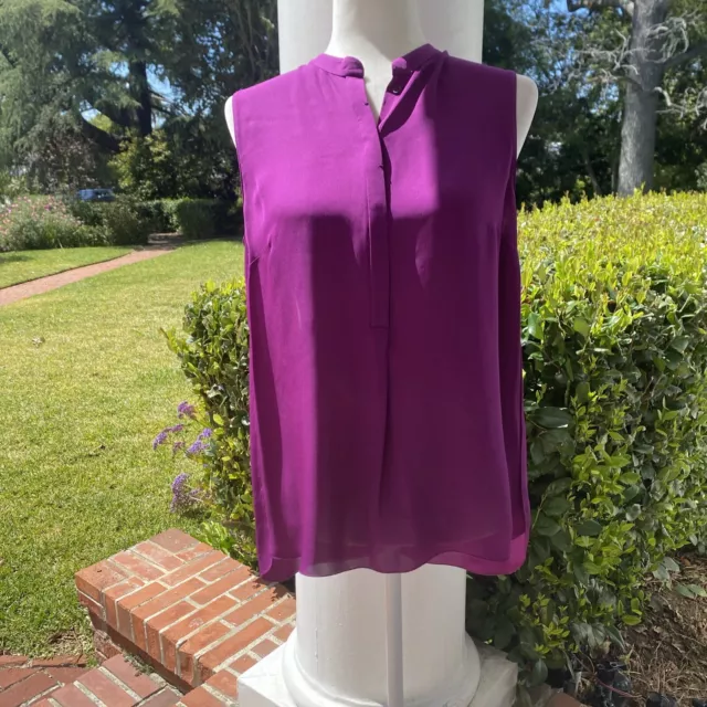 Elie Tahari Purple Sleeveless Silk Blouse Medium