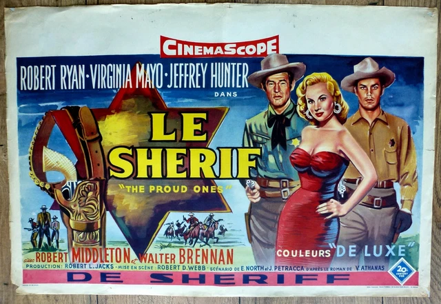 belgian poster western THE PROUD ONES ROBERT RYAN, VIRGINIA MAYO, JEFFREY HUNTER