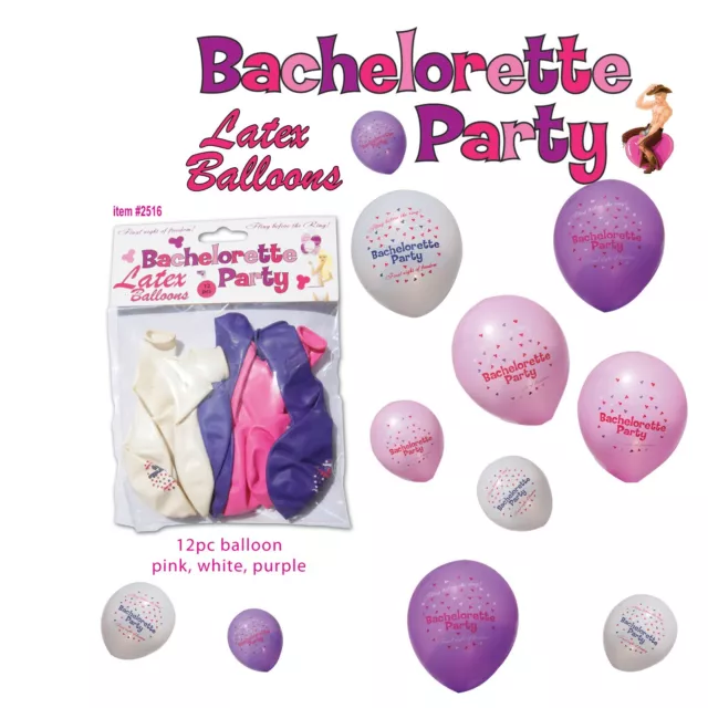 Bachelorette Party Supplies Favors Games Balloons 12-Piece 3 Color