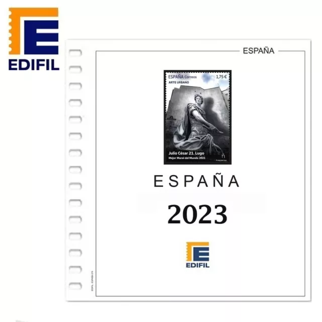 EDIFIL, suplemento de hojas para sellos ESPAÑA 2023. A color. Con ESTUCHES NEGRO