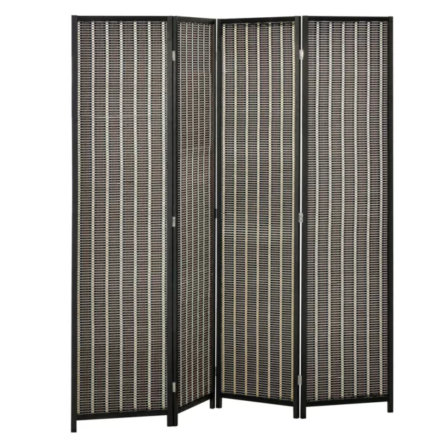 4-Panel Bamboo Room Divider 6 Ft Tall Folding Privacy Screen Panels with 2 Shelv