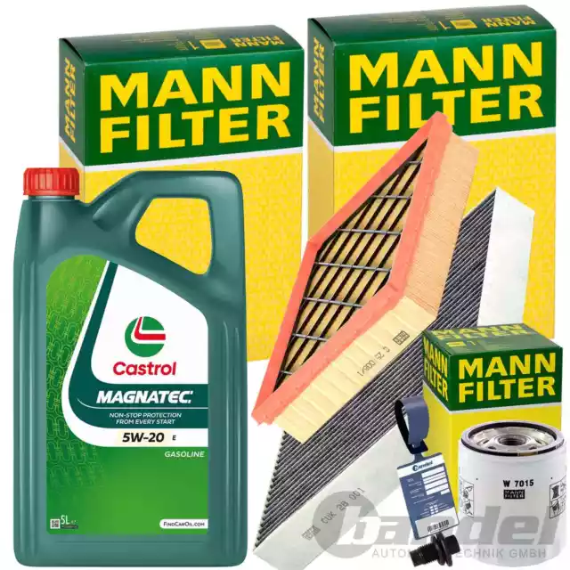 MANN INSPEKTIONSPAKET+5L CASTROL 5W-20 ÖL passend für FORD MONDEO V 2.0 ECOBOOST