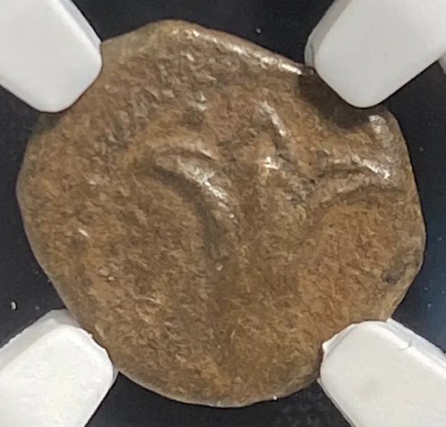 NGC F John Hyrcanus I 135-104 BC Judaea Jesus Widows Mite Bible Coin Lily Anchor