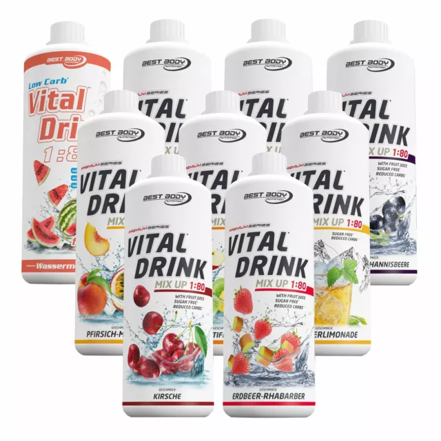 Best Body Low Carb Vital Drink Mineraldrink Konzentrat 1L Flasche Getränkesirup