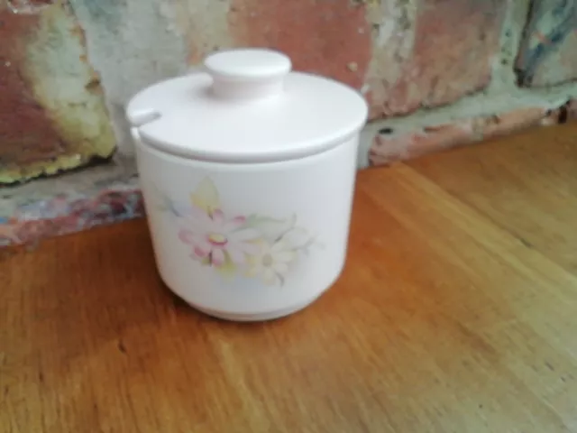 Vintage Hornsea Pottery Pink Floral Lidded Sugar Bowl