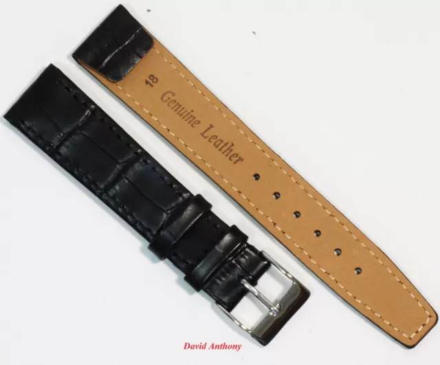 Quality EASY QUICK FIT OPEN ENDED Black Leather Strap For Your Vintage Watches