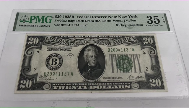 $20 Federal Reserve Note New York  Graded PMG 35 1928