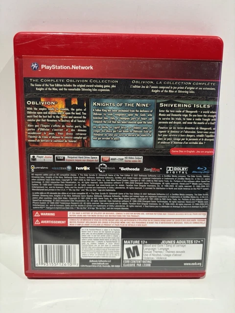 Jeu The Elder Scrolls IV Oblivion PS3 Complet Avec Carte – Très Bon état FR