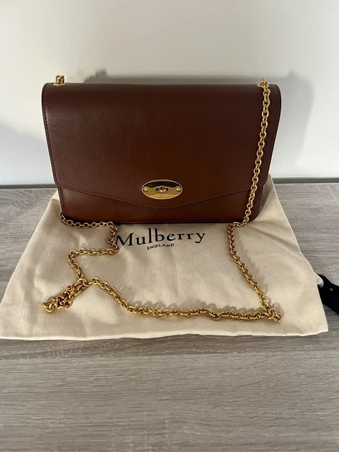 MULBERRY MEDIUM DARLEY Tan Brown Shoulder Bag With Chain Handle