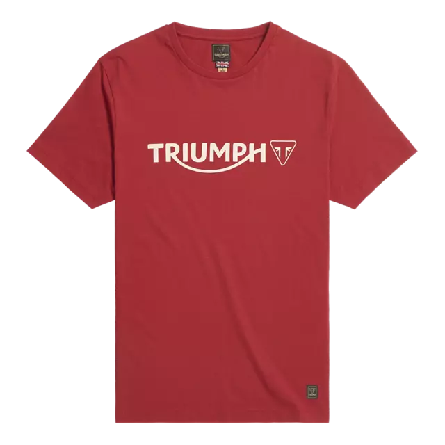 Original Triumph Motorräder Cartmel Moderne Logo T-Shirt - Rot/Knochen Neu