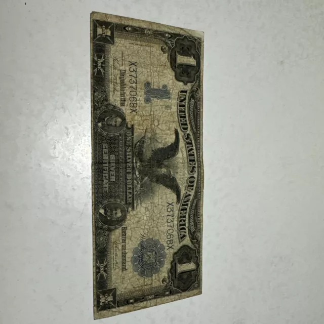 1899 $1 One Dollar US Silver Certificate Large Note Blue Seal Black Eagle