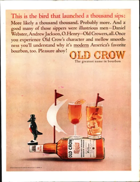 1964 Old Crow: Bird That Launched Thousand Sips Vintage Print Ad nostalgic a9
