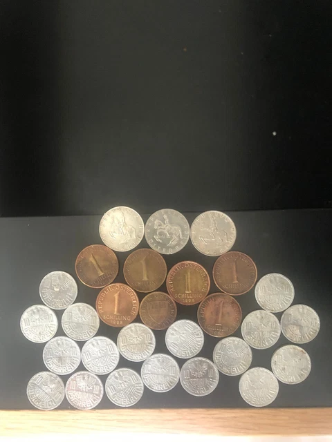  AUTRICHE : Lot 28 PIÈCES 10 GROSCHEN à 5 SCHILLING, de 1955 à 1998 - 1 P. en AG
