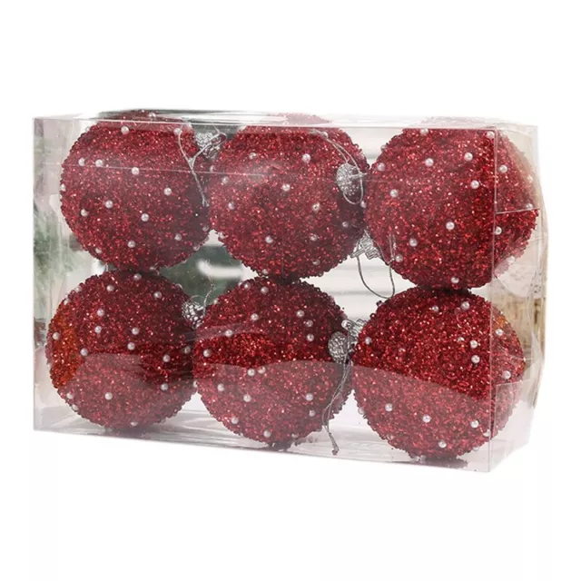8cm/6PCS Pearl Diamond Sequin Christmas Ball Case  Holiday Party2380