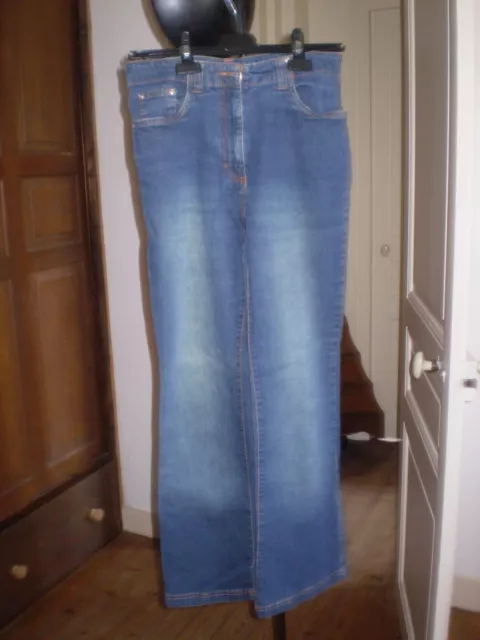 JEANS CALECON TAILLE haute elastique BLANCHE PORTE Taille 34 36 EUR 8 99 PicClick FR