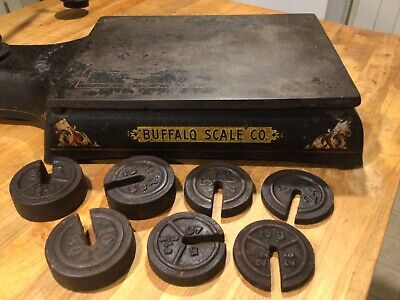 Beautiful Antique Cast Iron & Brass Counter Scale Made by Buffalo Co.