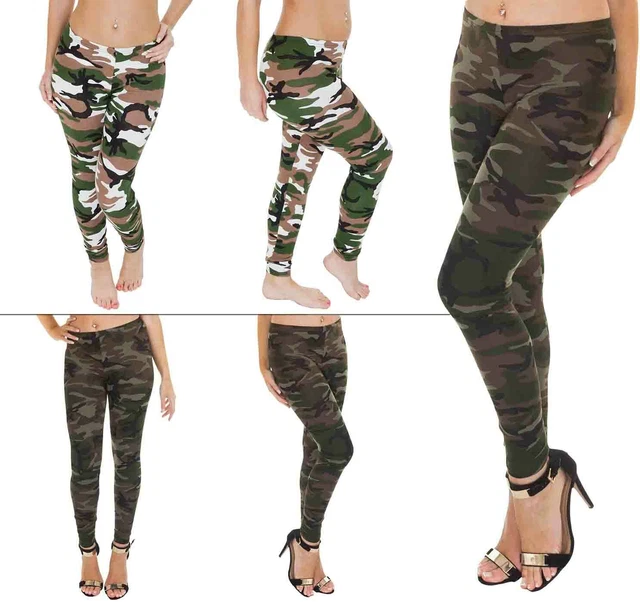 Nuovo Donna Mimetico Stampa Lunghezza Intera Pantaloni Leggings Taglia S M L XL