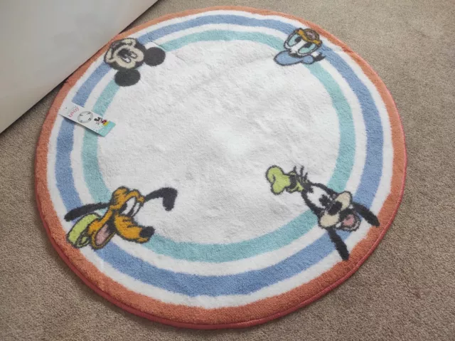Mickey Mouse Goofy Donald Duck Pluto Rug Bath Kids Childs Disney 80cm Round NEW 3