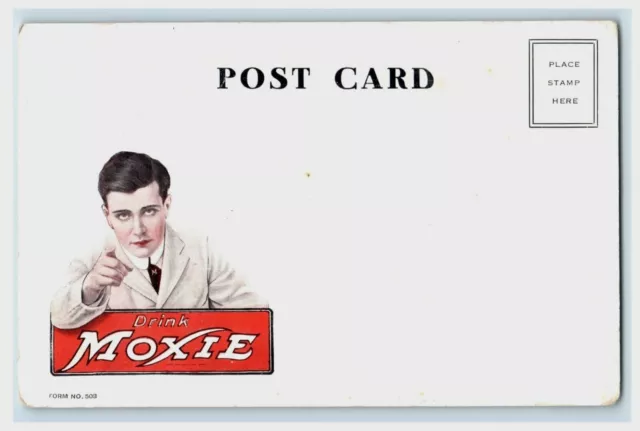 Drink Moxie Soda Man Pointing Vintage Postcard Advertising Form 508