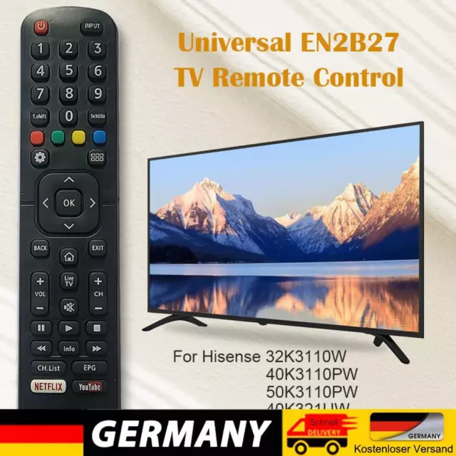 Universal EN2B27 TV Smart Remote Control Replacement for Hisense 32K3110W