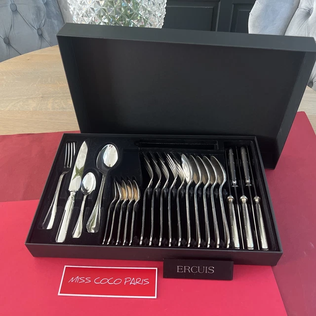 Housewife Ercuis Trianon Ribbons 24Pcs Very Nice Condition Silver Metal Box