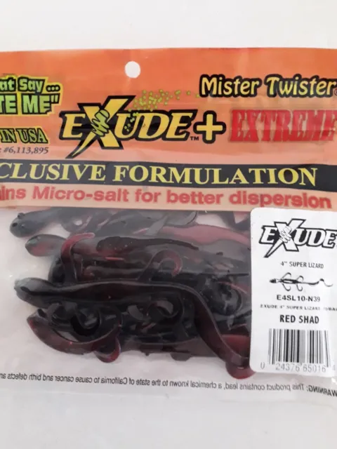 🐟  8pcs MR TWISTER EXUDE 4" SUPER LIZARD RED SHAD  SILICONE LURES USA 🐟