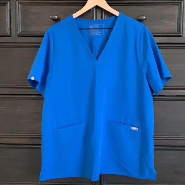 Figs Technical Collection Women's XXL Blue V-Neck Scrub Shirt Top