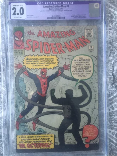 Amazing Spider-Man #3 CGC 2.0 1963 1st app. Doctor Octopus Ditko Lee