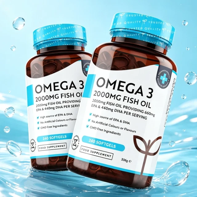 2PACK OMEGA 3 2000mg Fish Oil 240 Softgels 660mg EPA/440mg DHA Brain ...