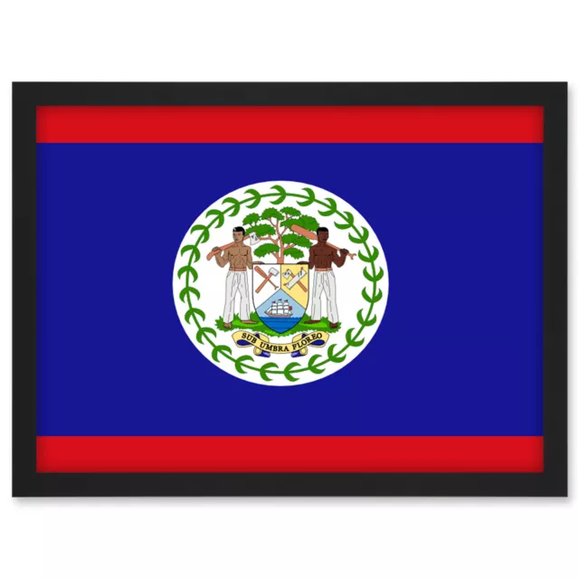 Belize Nationalflagge Weltflaggen Land Poster gerahmt Wandkunst Bilddruck A3