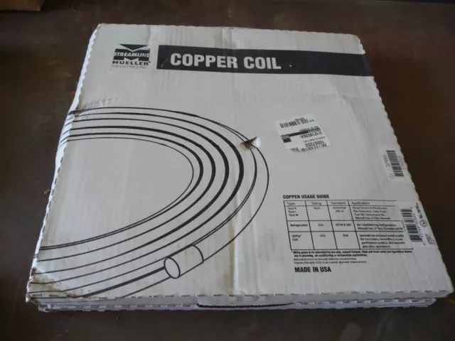 50' Mueller D04050P Copper Coil 1/4" OD Refrigeration Coil Tube 3P669