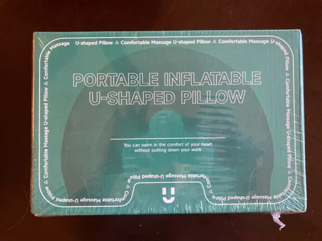 Portable, Inflatable Massage U-Shaped Neck Pillow. Sealed In Box.