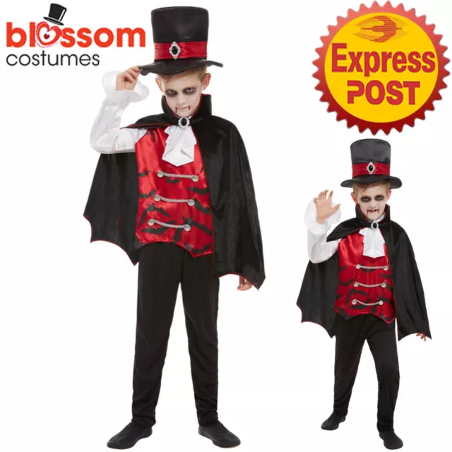 CK1722 Child Vampire Boys Dracula Halloween Fancy Dress Up Kids Costume Cape Hat